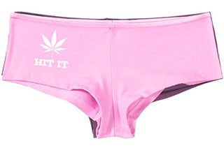 Hit It Pot Leaf - Pink Boyshort