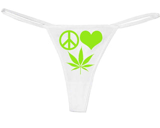 Peace Love Pot - White String Thong