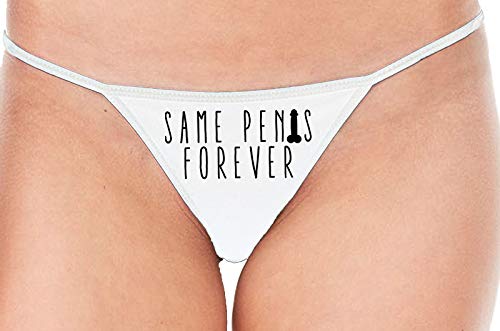 Knaughty Knickers - Same Penis Forever - White String Cotton Thong - Funny Gag Gift Underwear - Panty Game Bachelorette Lingerie Shower