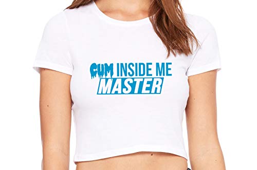 Knaughty Knickers Cum Inside Me Master Give Me Creampie White Crop Tank Top