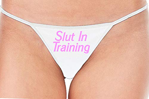 Knaughty Knickers Slut in Training Keep Slutty HotWife White String Thong Panty