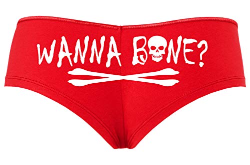 Knaughty Knickers Wanna Bone Want To Bone Halloween Fun Flirty Slut Red Boyshort