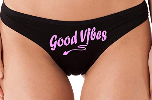 Knaughty Knickers Good Vibes Magic Wand Vibrator Sexy Black Thong Cute Flirty
