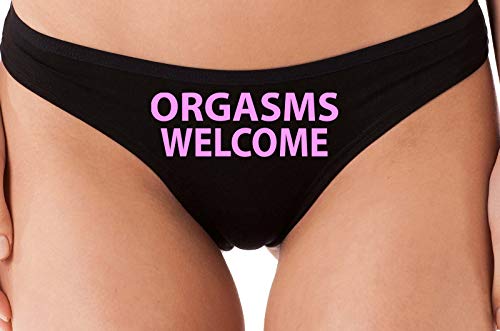 Knaughty Knickers Orgasms Welcome Please Me Pleasure Me Black Thong Underwear