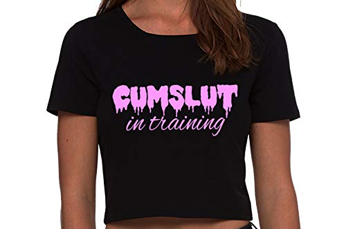 Knaughty Knickers Cumslut In Training Submissive Oral Sub Slut Black Crop Top