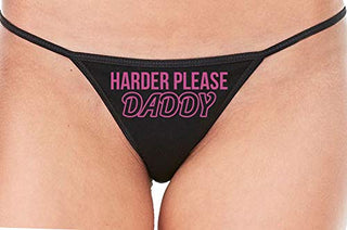 Harder Please Daddy - Black String Thong