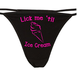 Lick Me Till Ice Cream - Black String Thong