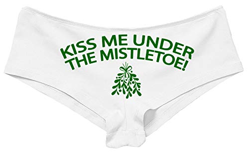 Knaughty Knickers Kiss Me Under The Mistletoe Christmas Sexy Fun White Boyshort