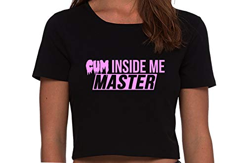 Knaughty Knickers Cum Inside Me Master Give Me Creampie Black Cropped Tank Top