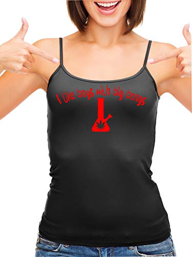 Knaughty Knickers I Like Boys With Big Bongs Pot Weed Black Camisole Tank Top