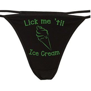 Lick Me Till Ice Cream - Black String Thong