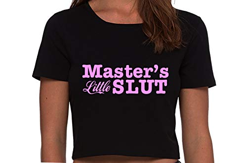 Knaughty Knickers Masters Little Slut BDSM DDLG Princess Black Cropped Tank Top