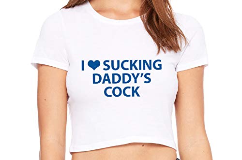Knaughty Knickers I Love Sucking Daddys Cock DDLG Oral White Crop Tank Top