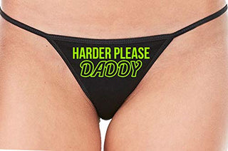 Harder Please Daddy - Black String Thong
