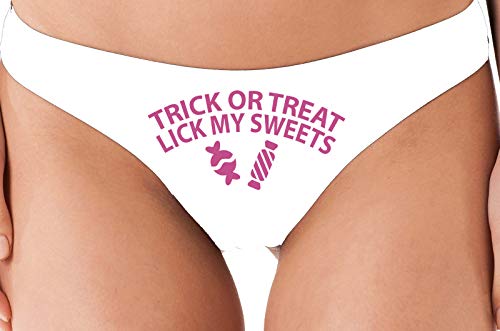 Knaughty Knickers Trick Or Treat Lick My Sweets Halloween Sexy White Thong Oral