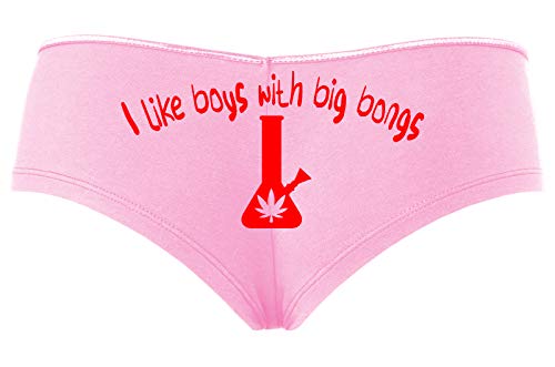 Knaughty Knickers I Like Boys With Big Bongs Pot Weed Baby Pink Slutty Panties