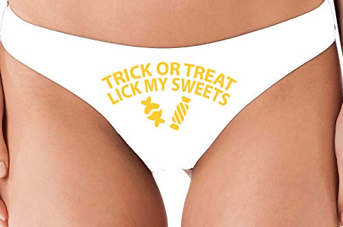 Knaughty Knickers Trick Or Treat Lick My Sweets Halloween Sexy White Thong Oral