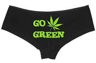 Go Green Pot Leaf - Black Boyshort
