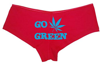 Go Green Pot Leaf - Red Boyshort