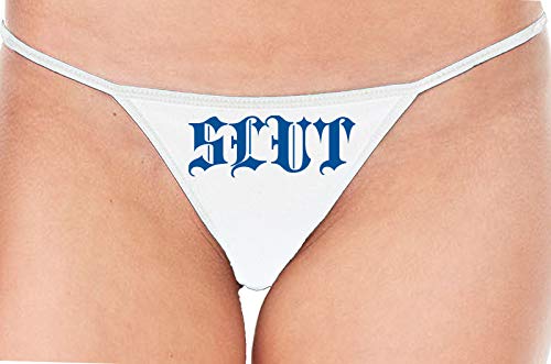 Knaughty Knickers SLUT Gothic Medieval Tatoo Look BDSM White String Thong Panty
