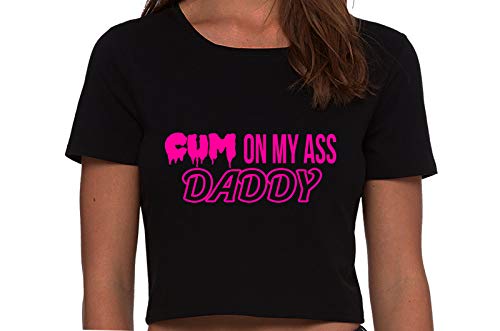 Knaughty Knickers Cum On My Ass Daddy Cum Play Cum Slut Black Cropped Tank Top