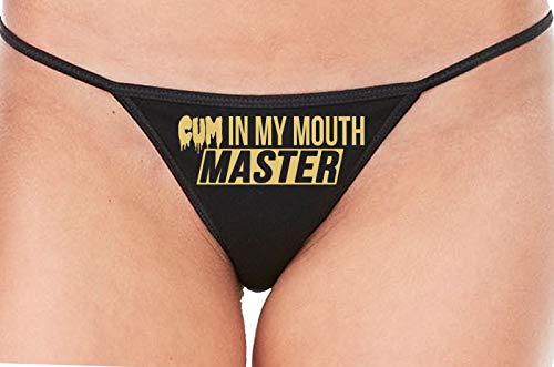 Knaughty Knickers Cum In My Mouth Master Blow Job Slut Black String Thong Panty
