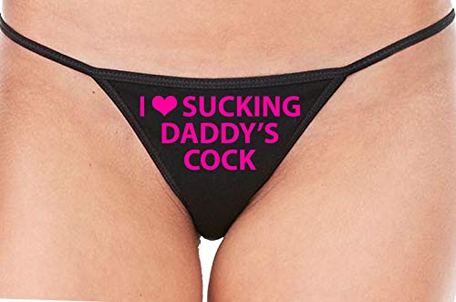 Knaughty Knickers I Love Sucking Daddys Cock DDLG Oral Black String Thong Panty