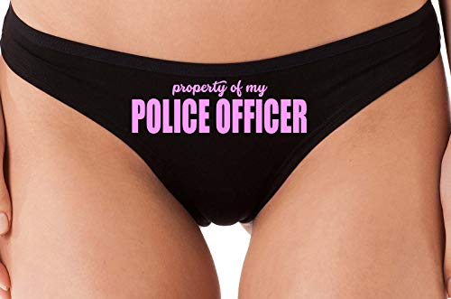 Knaughty Knickers Property of My Police Officer LEO Wife Black Thong Underwear
