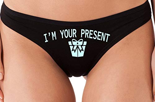 Knaughty Knickers I AM YOUR PRESENT IM I WILL BE GIFT Black Thong Underwear