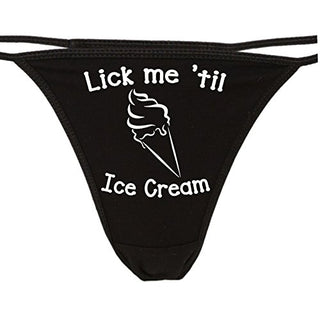 Lick Me Till Ice Cream - Black String Thong