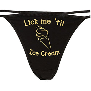 Lick Me Till Ice Cream - Black String Thong