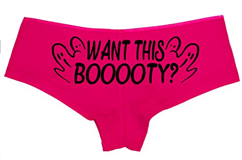 Knaughty Knickers Want This Booty Boo Funny Flirty Halloween Sexy Hot Pink Boyshort