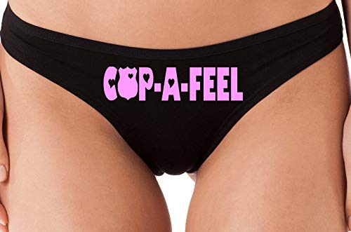 Knaughty Knickers Cop A Feel Police Wife Girlfriend LEO Black Thong Underwear