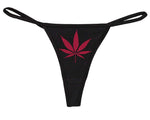 Knaughty Knickers Women's Cute Marijuana Pot Weed Leaf 420 Thong