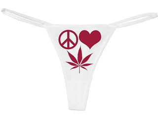 Peace Love Pot - White String Thong