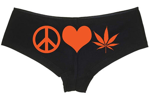 Knaughty Knickers Women's Peace Love Pot Weed Rave Hot Sexy Boyshort