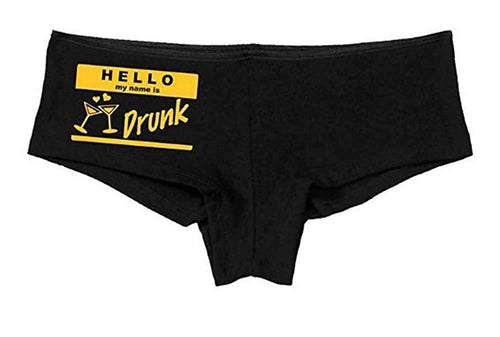 Knaughty Knickers Women's Hello My Name is Drunk Fun Booty Hot Sexy Boyshort