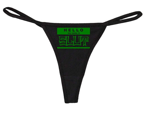Knaughty Knickers Women's Hello My Name is Slut Tag Label Funny Thong