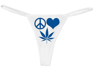 Peace Love Pot - White String Thong