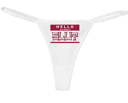 Knaughty Knickers Women's Hello My Name is Slut Tag Label Funny Thong
