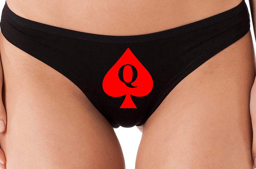 Knaughty Knickers Queen of Spades Logo Black Thong Underwear Tattoo BBC QofS qos