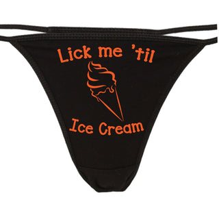 Lick Me Till Ice Cream - Black String Thong