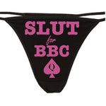 Knaughty Knickers - Slut for BBC - Queen of Spades Thong Panties - Love Big Black Cock Underwear