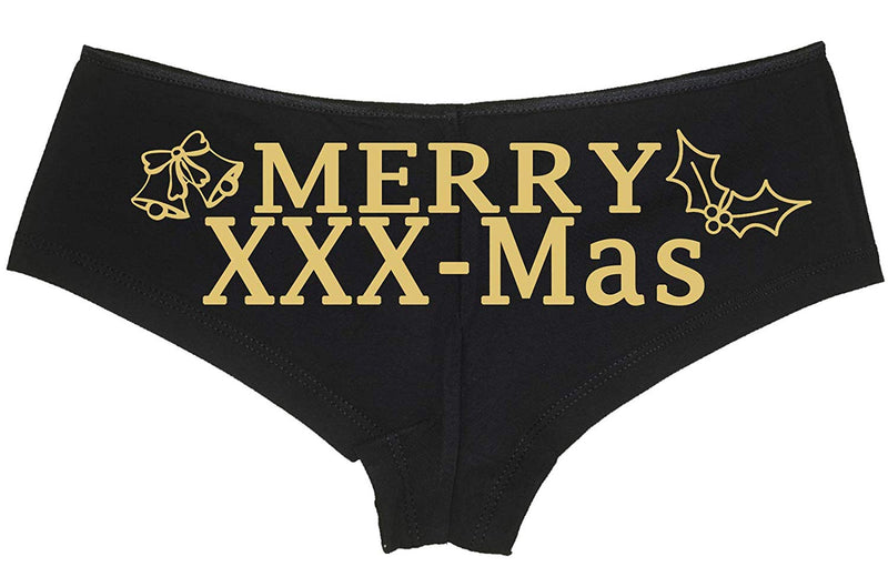 Knaughty Knickers Christmas Merry XXX-Mas Panties X-Rated Porn Star Black Panties