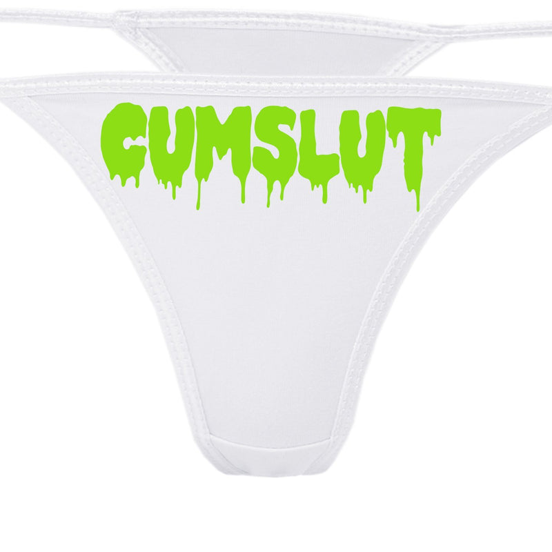 Knaughty Knickers - Cumslut White Thong Panties - DDLG CGL BDSM Underwear for Your Baby Cum Slut