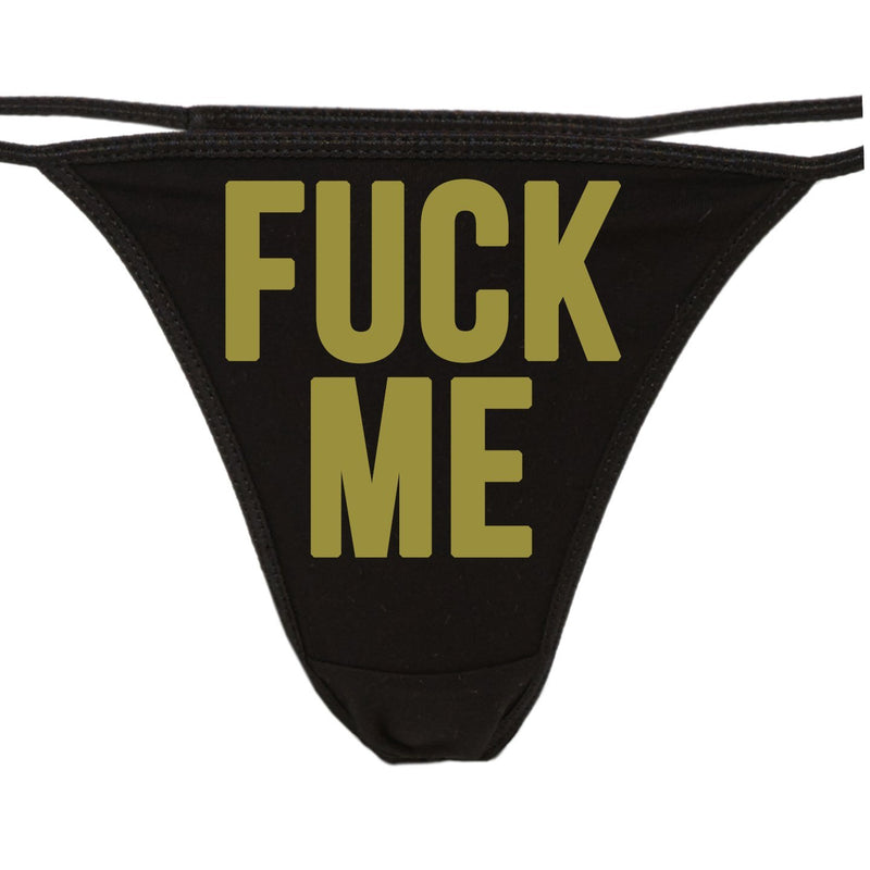 Fuck Me - Black String Side Thong Underwear