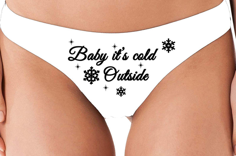 Knaughty Knickers Baby Its Cold Outside Cute Christmas Sexy White Thong Panties