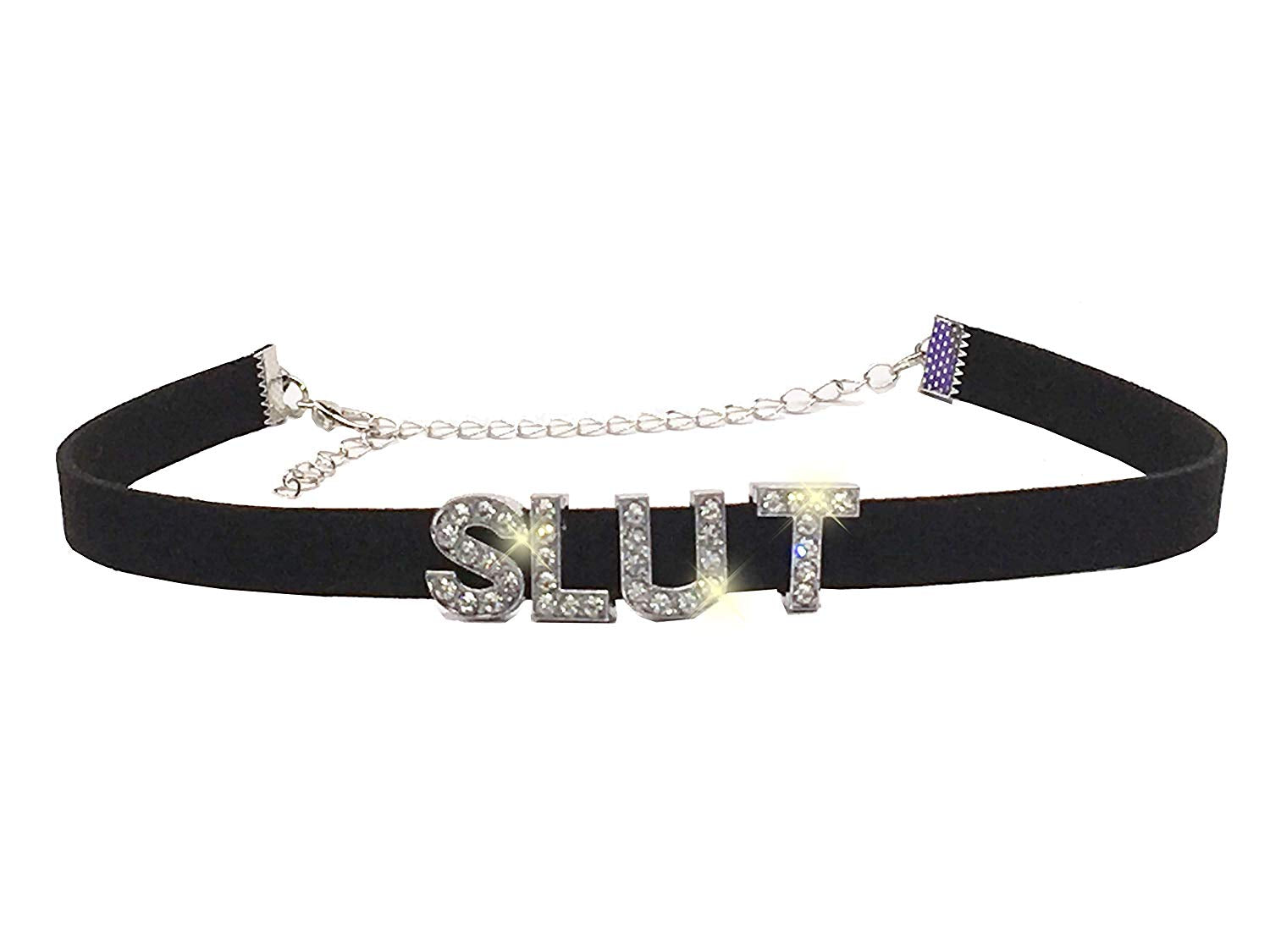 Slut Rhinestone Choker Necklace DDLG Daddys Owned Submissive BDSM pic