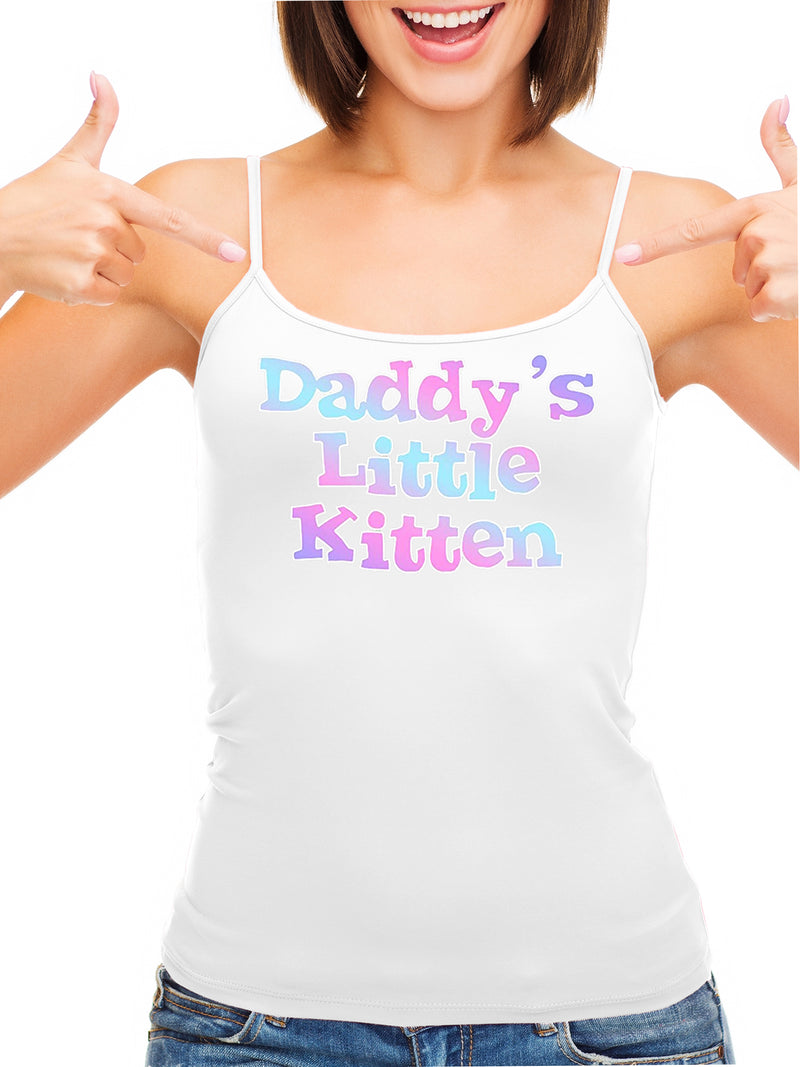 Daddy's Little Kitten - Glitter Pastel Logo - On White Crop Top