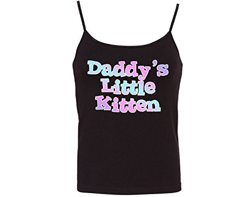 Daddy's Little Kitten - Glitter Pastel Logo - On Black Crop Top